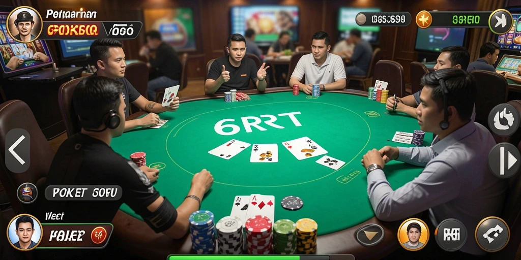Screenshot gameplay Poker yang seru dan interaktif di 6RT.