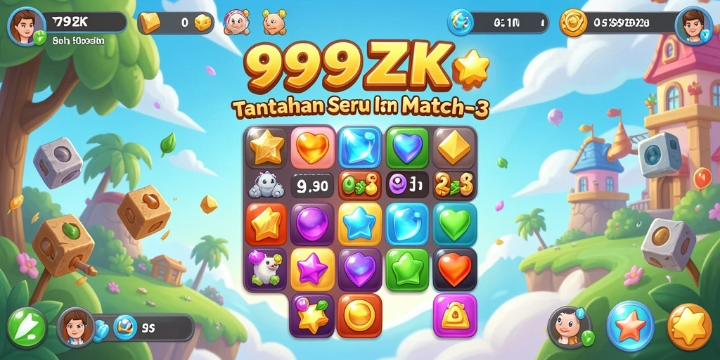Tampilan gameplay menarik dari 999ZK dengan tantangan Match-3.