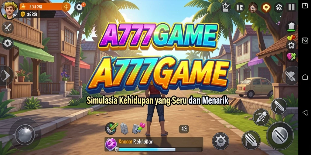 Tampilan gameplay A777GAME yang menampilkan interaksi karakter dalam dunia simulasi.