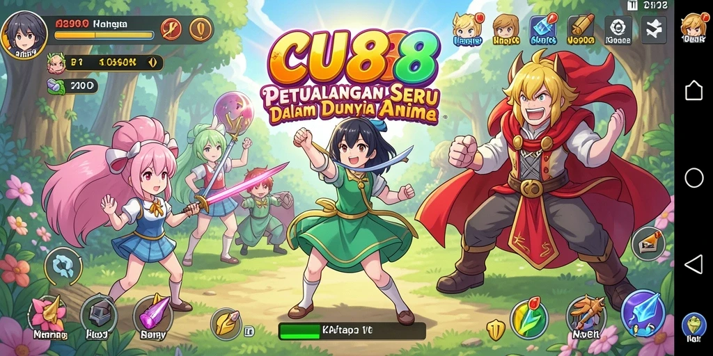 Tampilan gameplay CU888 yang penuh warna dan aksi seru.
