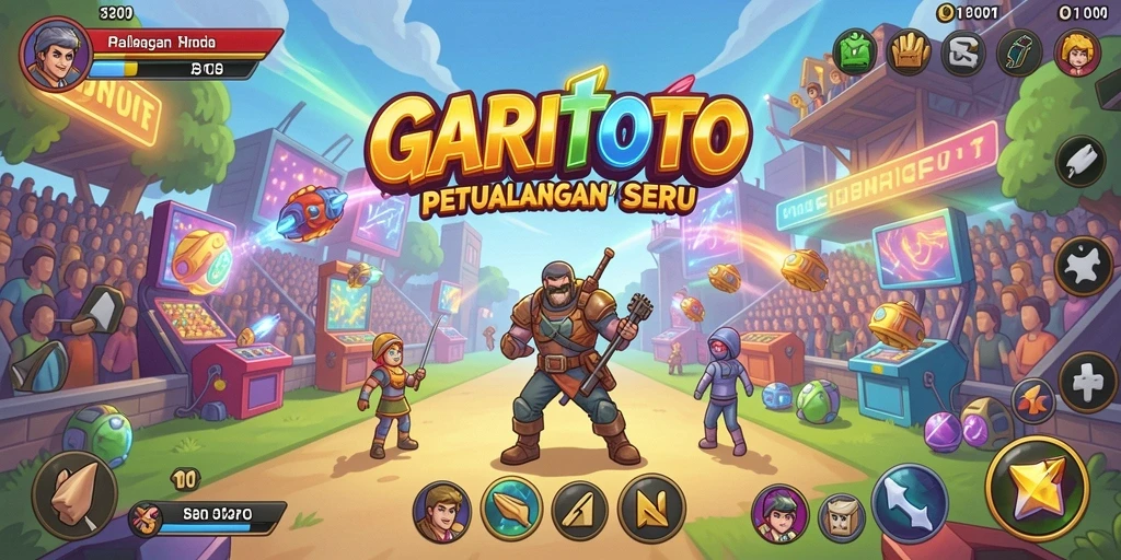 Tangkapan layar GARITOTO menunjukkan aksen gameplay arcade yang penuh warna.