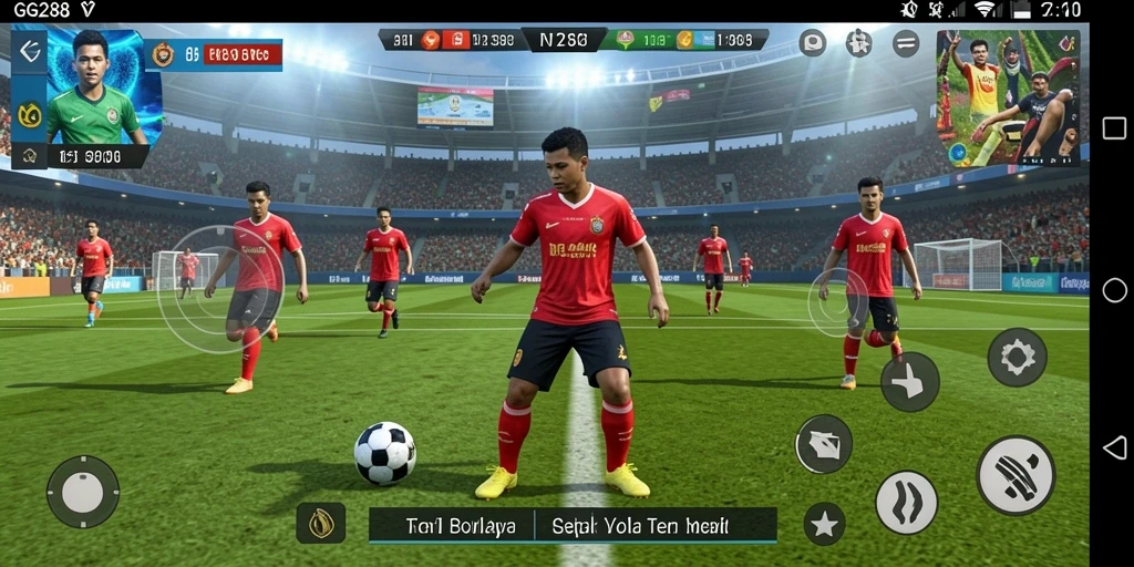 Tampilan gameplay GG288 dengan aksi sepak bola yang seru.