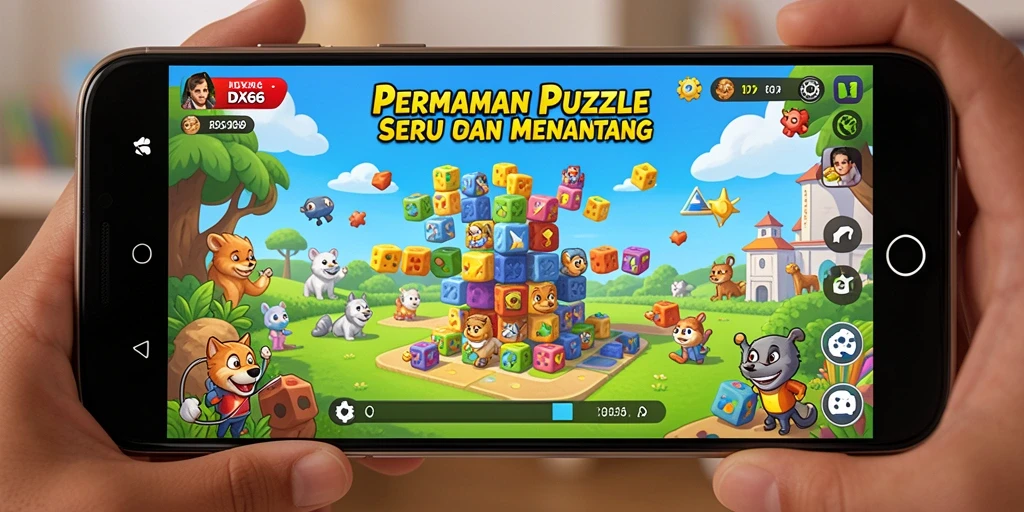 Screenshot menunjukkan gameplay menegangkan dari game Puzzle IDX66.