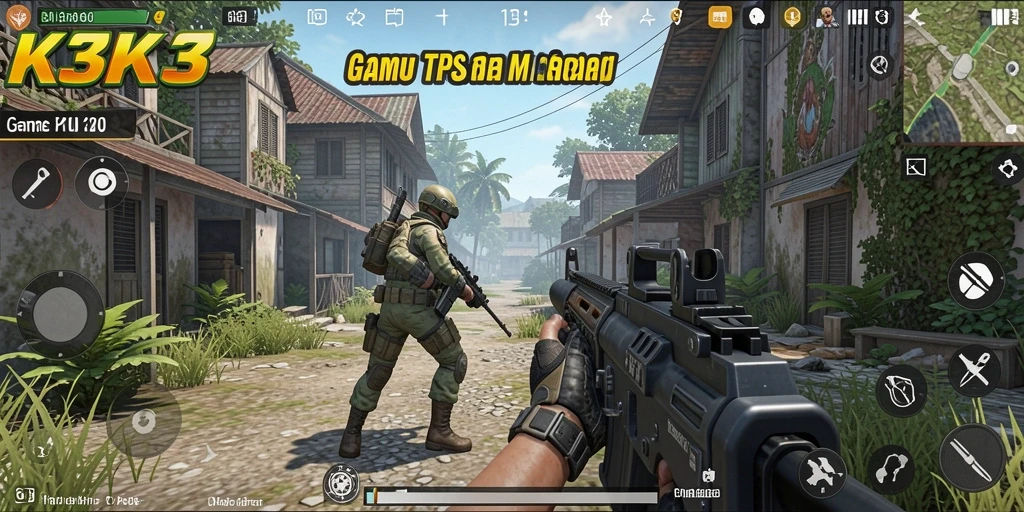 Tampilan gameplay K3K3 yang mendebarkan dengan aksi tembak-menembak.