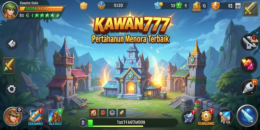 Tangkapan layar KAWAN777 menampilkan aksi Tower Defense yang seru.