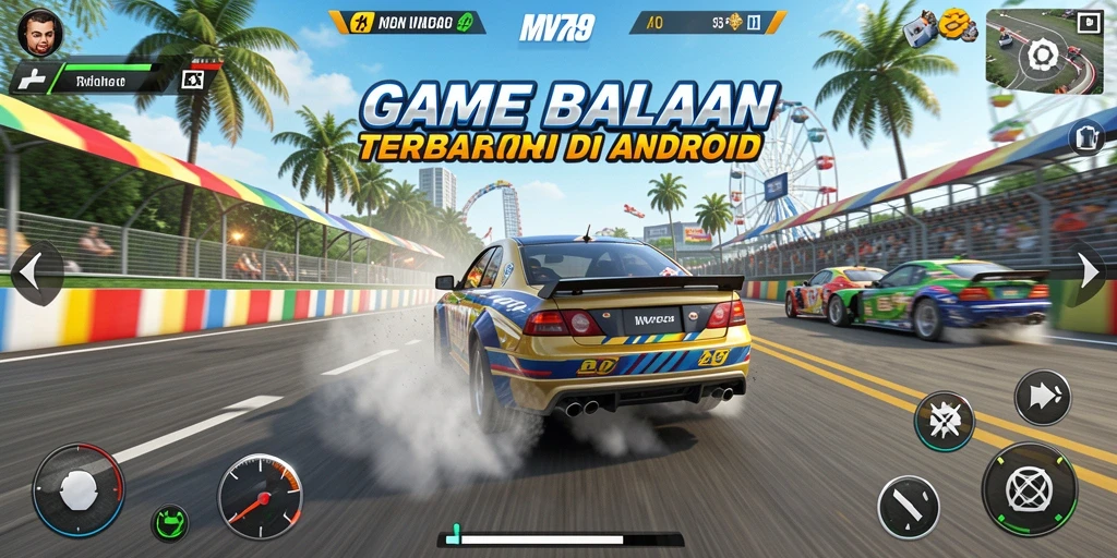 Tangkapan layar gameplay MVP789 yang menampilkan balapan yang intens dan menegangkan.