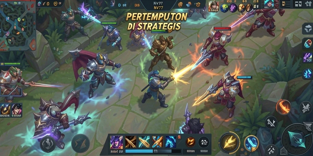 Gameplay NV77 dengan pertarungan tim yang seru dan strategi.