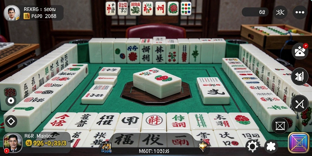 Screenshot R6R6 menampilkan gameplay Mahjong yang seru dan menarik.