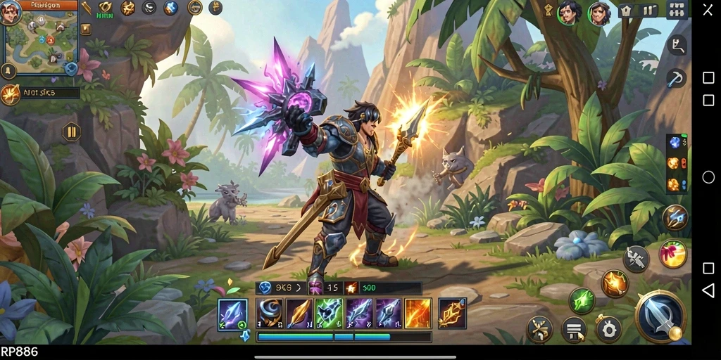 Screenshot utama RP886 menampilkan aksi gameplay MMORPG yang mendebarkan.