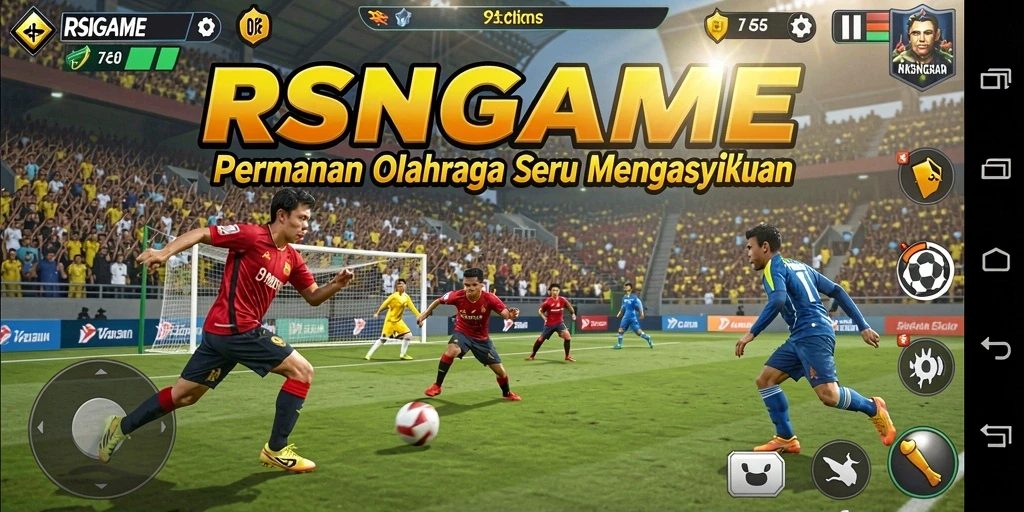 Tangkapan layar gameplay RSNGAME yang menunjukkan aksi olahraga yang mendebarkan.