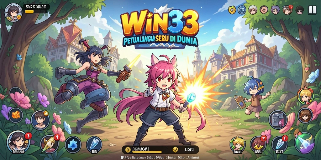 Screenshot WIN33 menampilkan aksi seru dalam dunia anime.